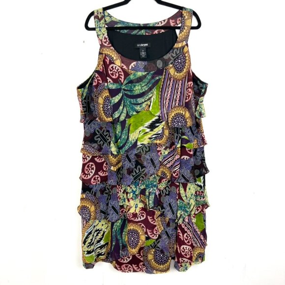 Lane Bryant Dresses & Skirts - Lane Bryant Dress Boho Colorful Print Layered Ruffle Shift 28 ly